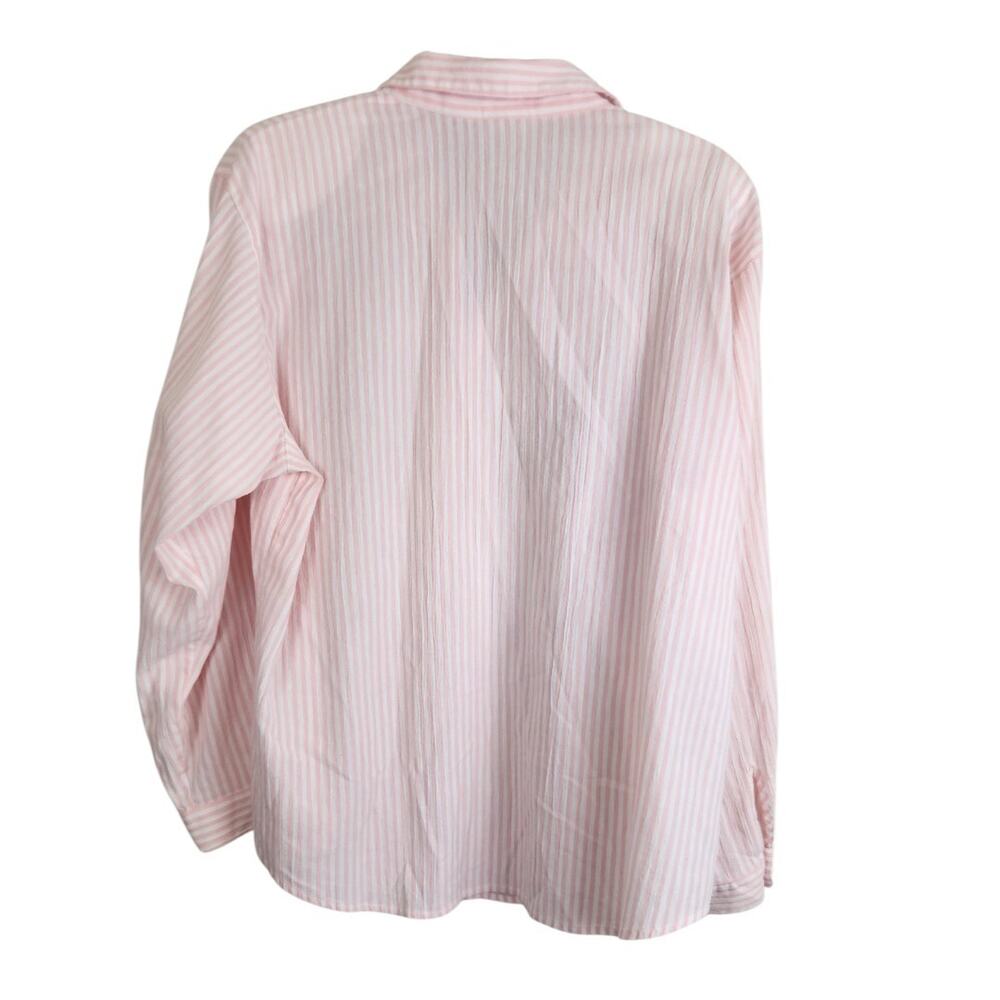 Vintage Pink Striped Button Front Embroidered Safari Animals Top Large - Picture 8 of 8